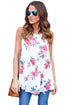 Sexy White Blooms Floral Print Sleeveless Babydoll Tank